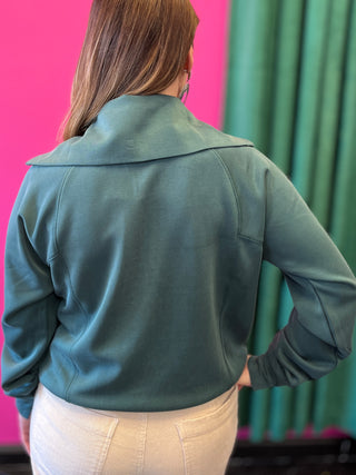 Emerald Green Essentials Zip Pullover