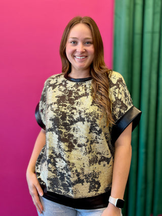 Gold & Black Metallic Top