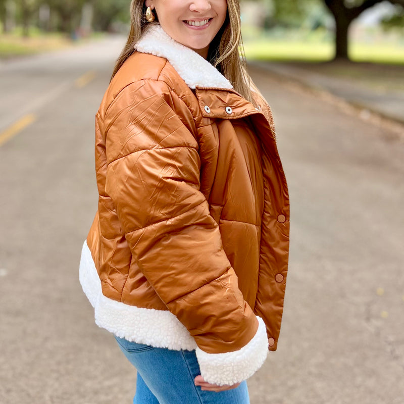 Leavin' Camel Sherpa Puffer Jacket