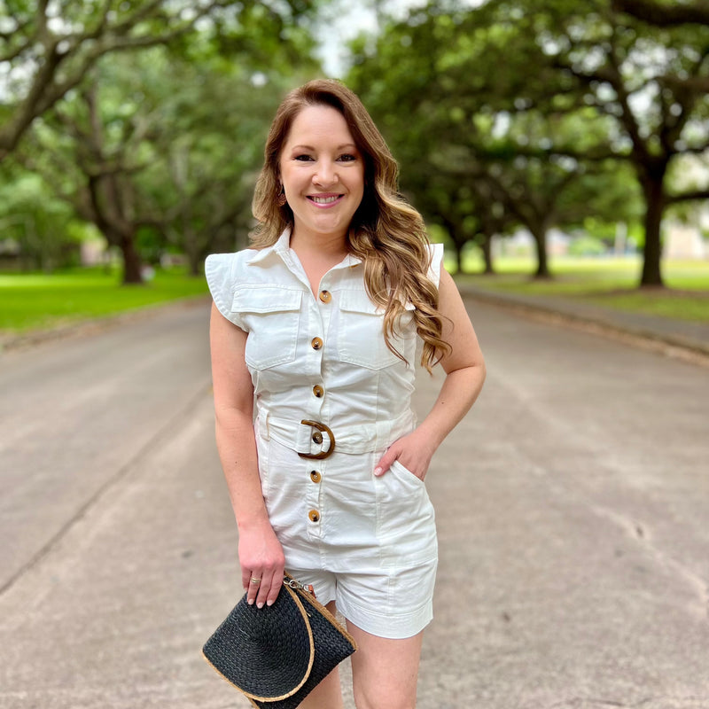 White Denim Romper