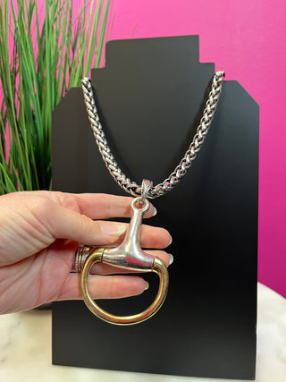 Silver & Gold Large Horsebit Necklace