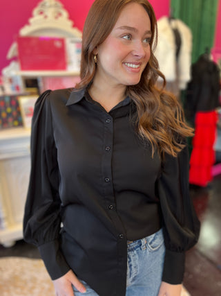 Betty Black Button Up Top