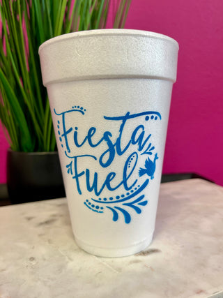 Fiesta Fuel Teal Styrofoam Cups