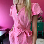 Bubblegum Pink Zip Up Romper