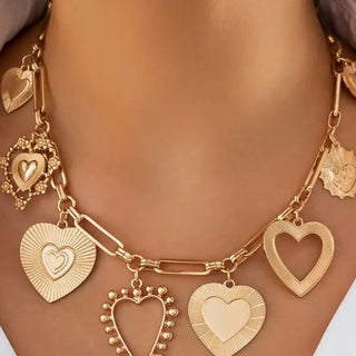 Gold Heart Charm Necklace - Water Resistant