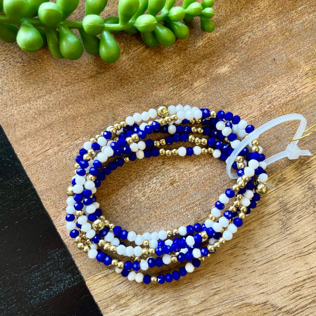Royal Blue Small Bead Gameday Bracelet Set