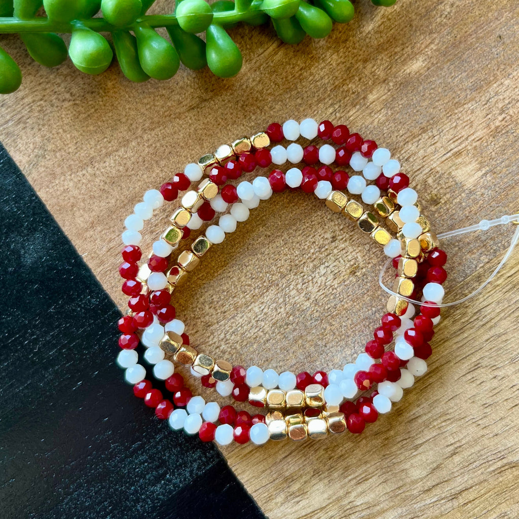 Maroon Medium Bead Gameday Bracelet Set