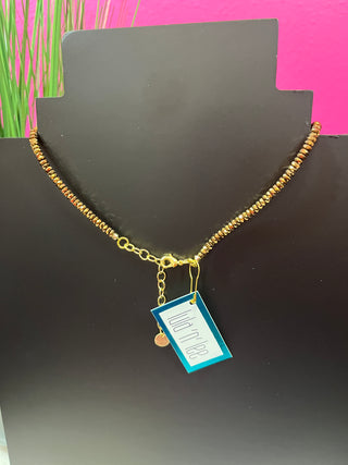 Brown Hematite & Gold Circle Necklace