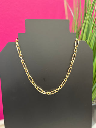 Gold Oval & Circle Link Necklace