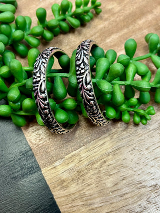 Silver Scroll Large Hoop Earrings