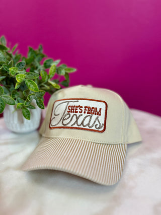 Burnt Orange She's From Texas Striped Baseball Hat