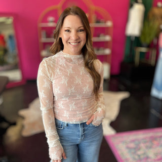 Cream Lace Shear Top