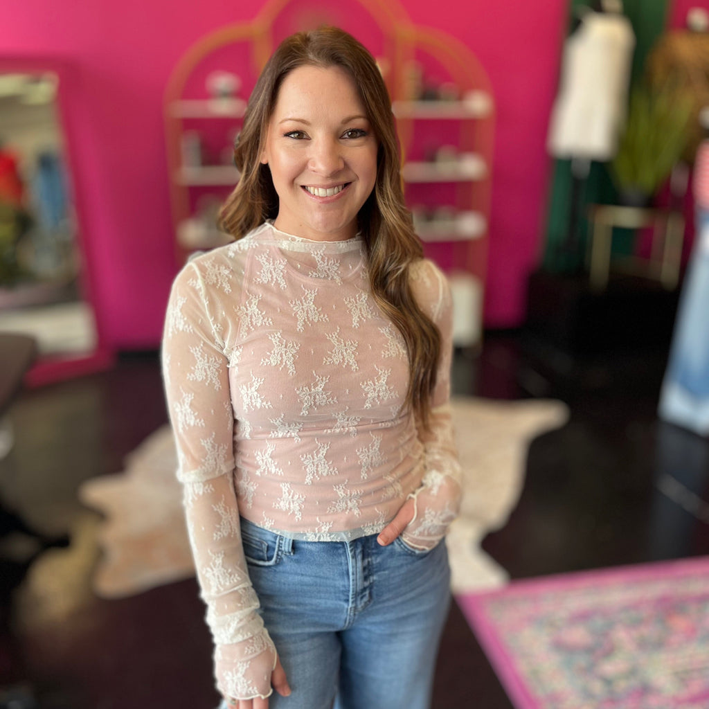Cream Lace Shear Top