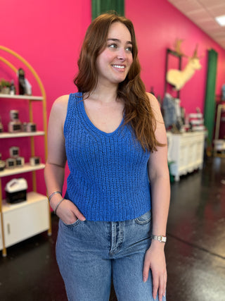 Surf Blue Crochet Knitted Top