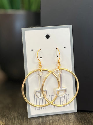 LNL Gold & Silver Horse Bit Circle Earring