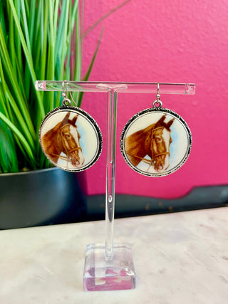 Circle Horse Earring