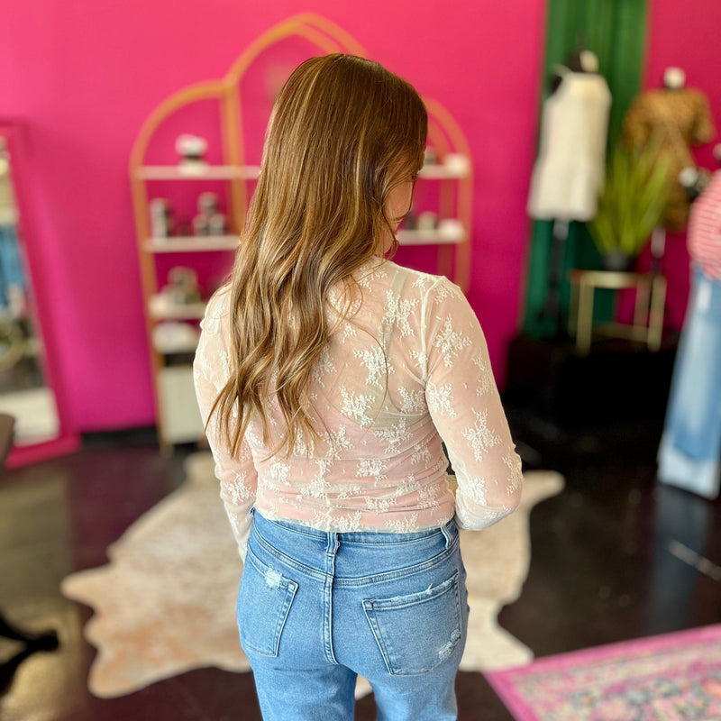 Cream Lace Shear Top