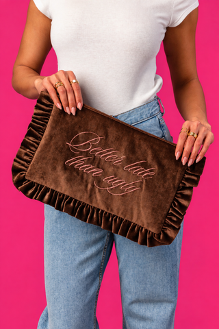 Better Late Brown Velvet Pouch