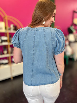 Denim Swing Shortsleeve Top