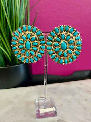 Gold & Turq Full Circle Earring