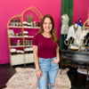 Maroon Cotton Spandex Tee