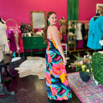 Bright Floral Strapless Maxi Dress