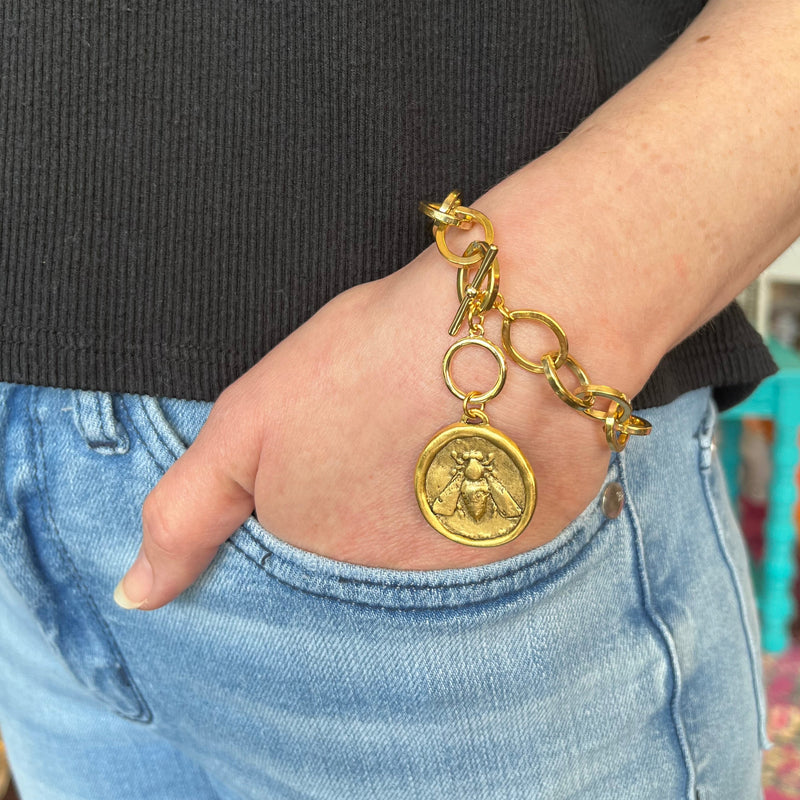 LNL Big Bee Gold Toggle Bracelet