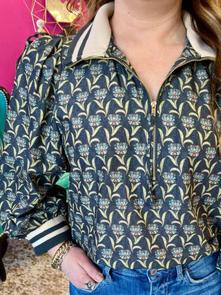 Midnight Blue Floral Print Top