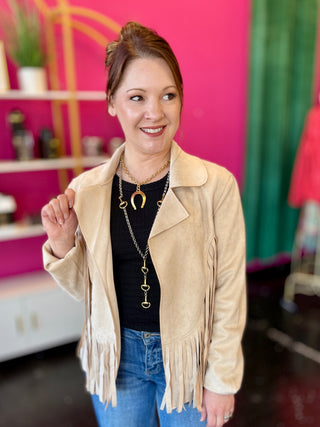 Miranda Bone Suede Fringe Jacket