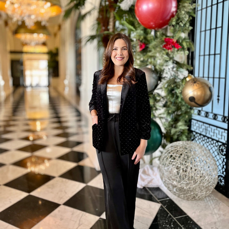 Sparkle Me Black Velvet Blazer