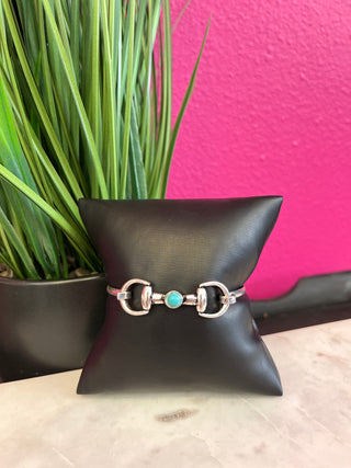Silver Horsebit & Turq Bracelet