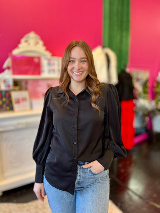 Betty Black Button Up Top