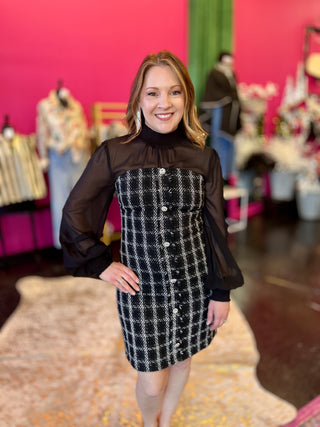 Black Tweed Shear Dress