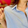 Sky Blue & White Striped Crystal Top
