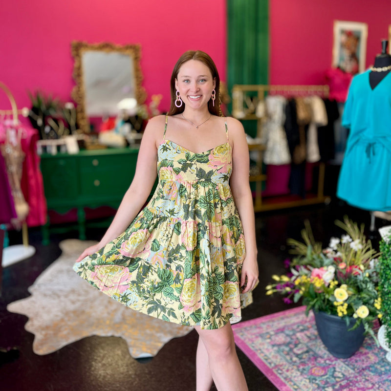 Bright Floral Strapless Maxi Dress