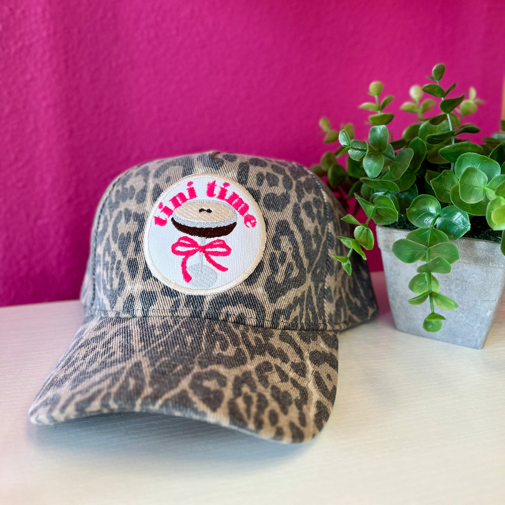 Pink Tini Time Leopard Baseball Hat