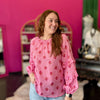 Pink & Red Print Longsleeve Top