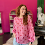 Pink & Red Print Longsleeve Top