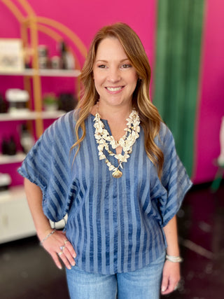 Indigo Blue Striped Top