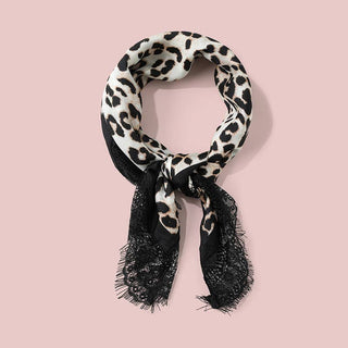 Black & Ivory Leopard & Lace Wild Rag Scarf