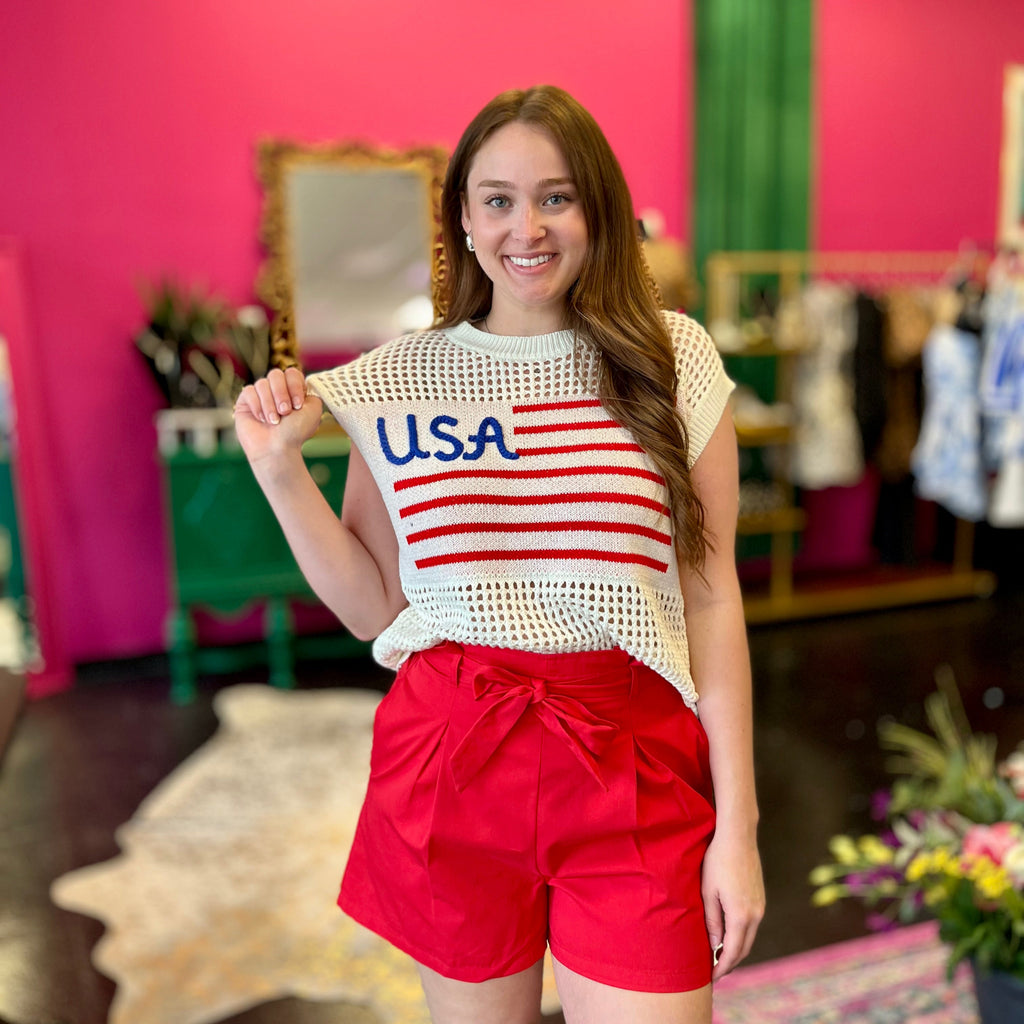 USA Flag Crochet Top