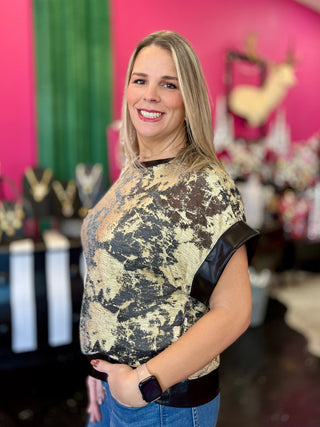 Gold & Black Metallic Top