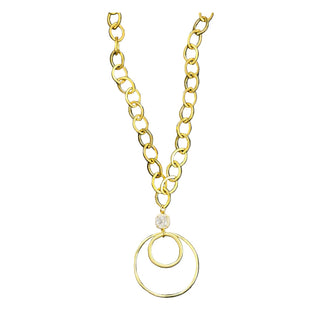 LNL Matte Gold Double Circle Chain Necklace