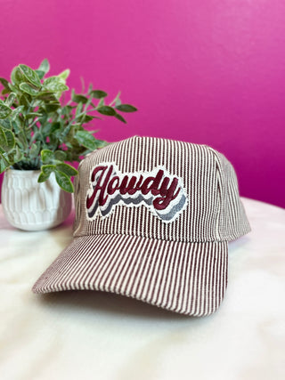 Howdy Maroon Striped Baseball Hat