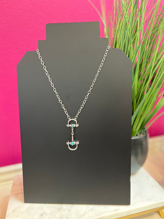 Silver & Turq Horsebit Chain Necklace