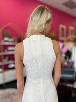 Ivory Lace Mock Neck Dress