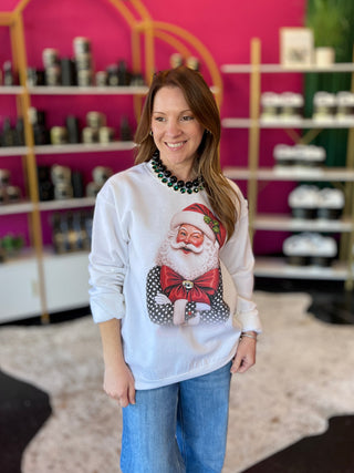 Polka Dot & Red Bow Santa Sweatshirt