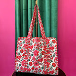 Poppy Lane Red & Print Floral Tote Bag