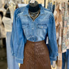 Denim Pearl Snap Longsleeve Top