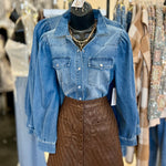 Denim Pearl Snap Longsleeve Top